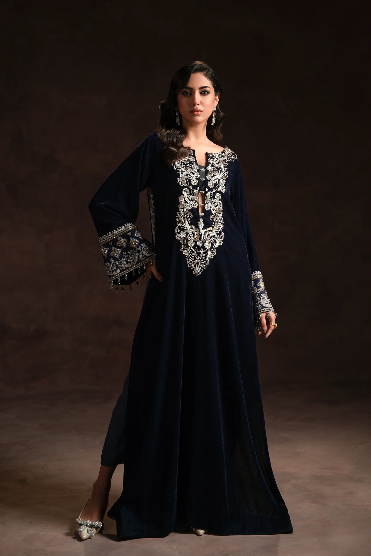 Amaara Khan-STATEMENT NAVY KAFTAN