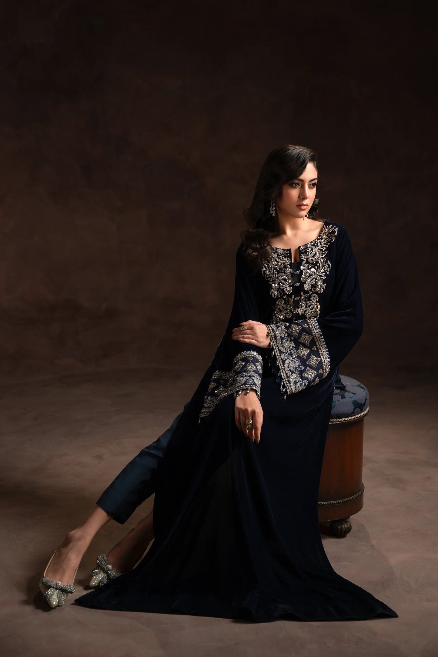 Amaara Khan-STATEMENT NAVY KAFTAN