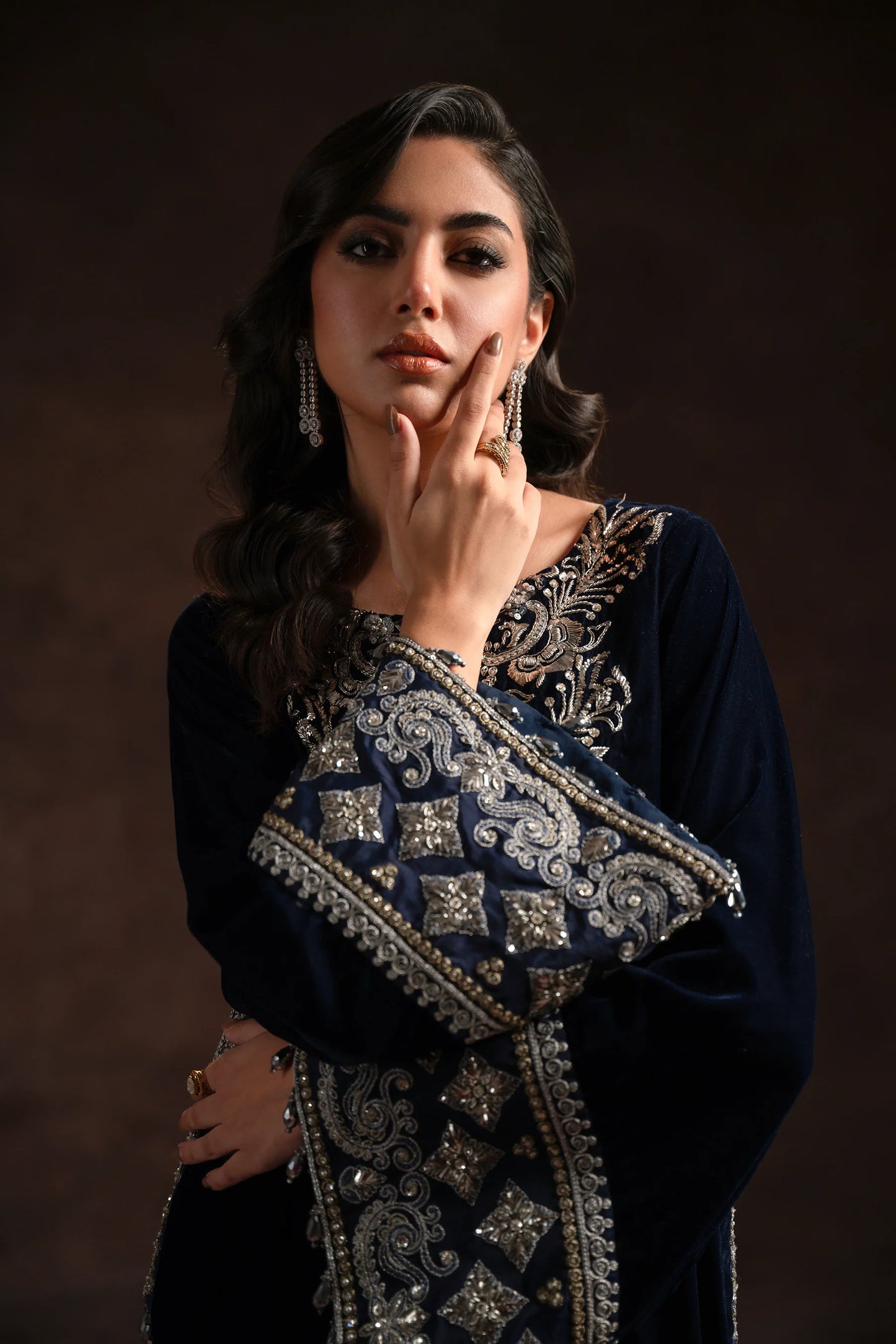Amaara Khan-STATEMENT NAVY KAFTAN