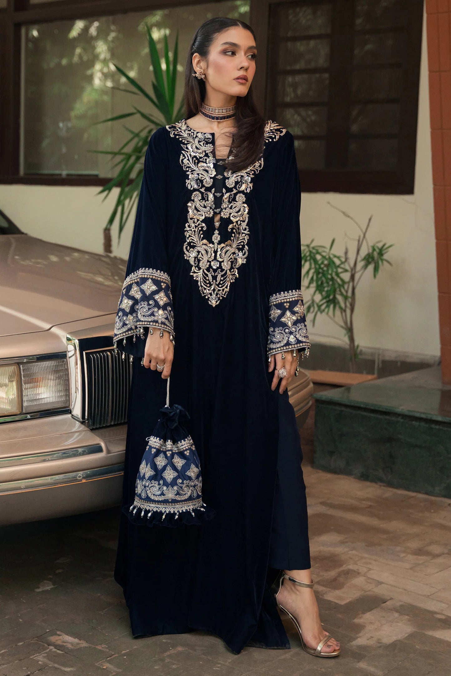 Amaara Khan-STATEMENT NAVY KAFTAN