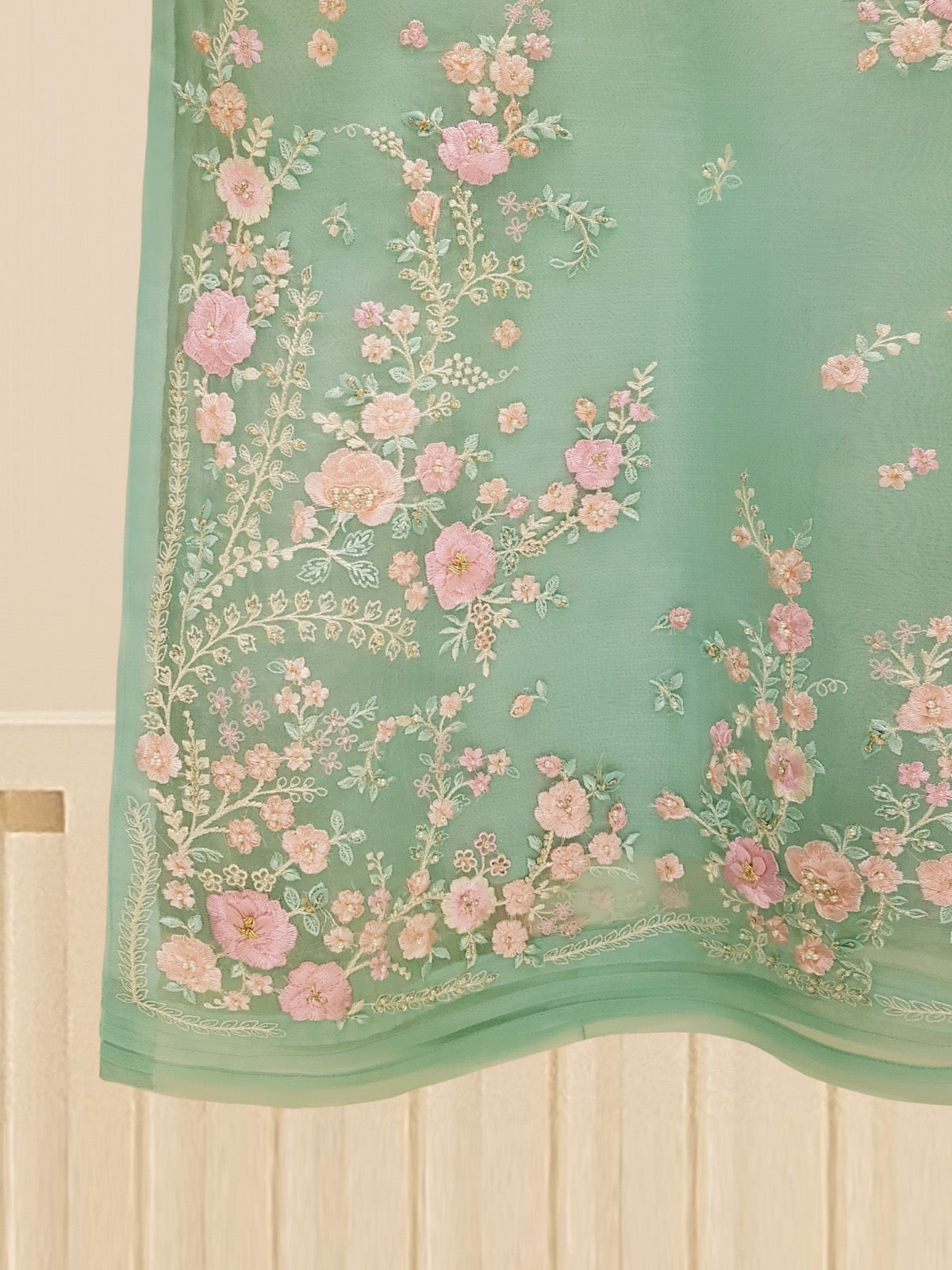 3 Piece - Pure Organza Embroidered Suit S109112