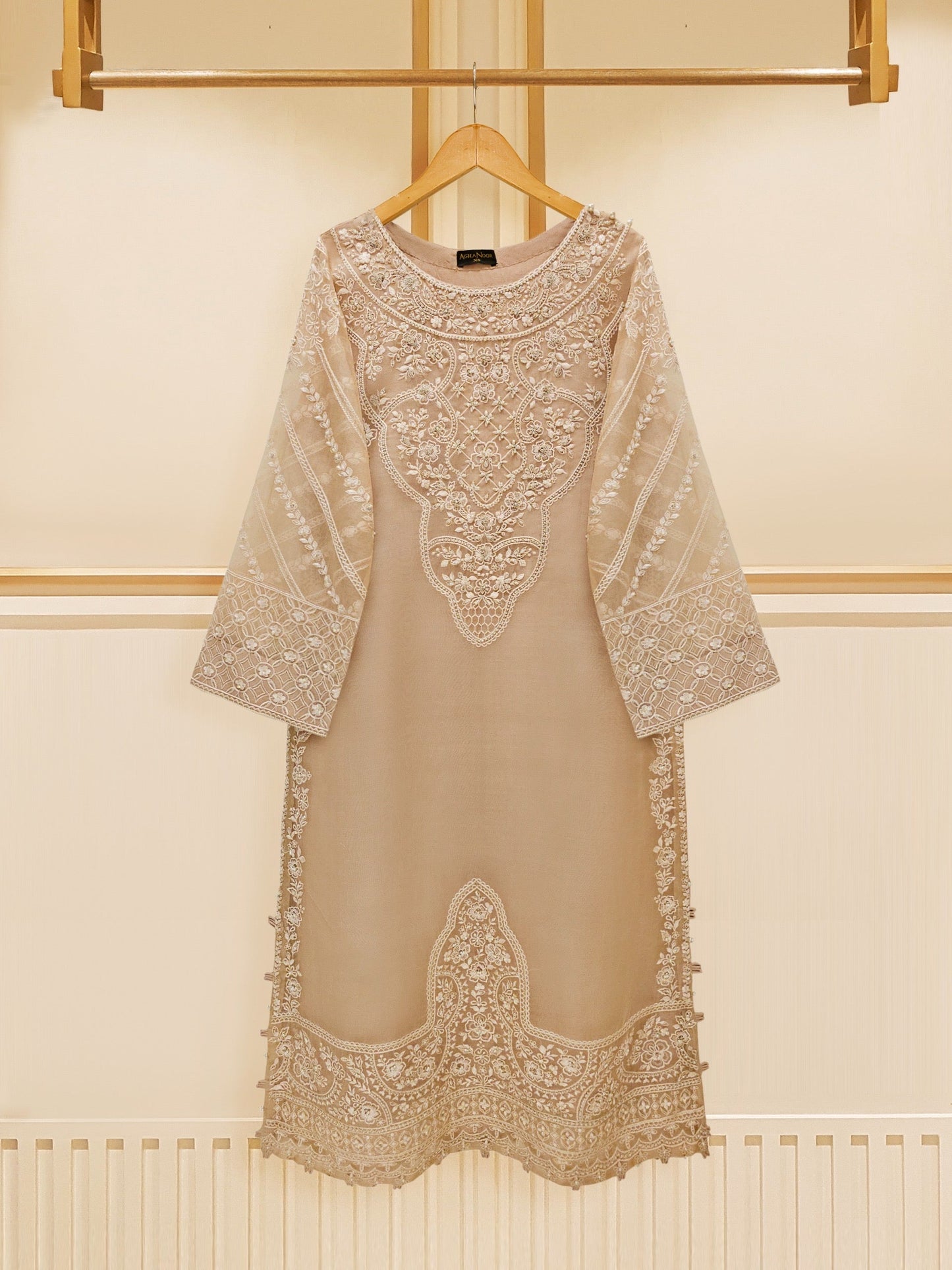 3 Piece - Pure Organza Embroidered Suit S109395