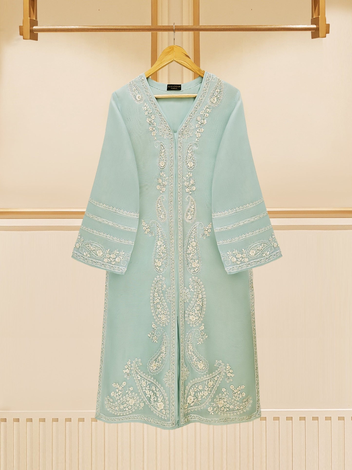3 Piece - Pure Cotton Net Embroidered Suit S109445