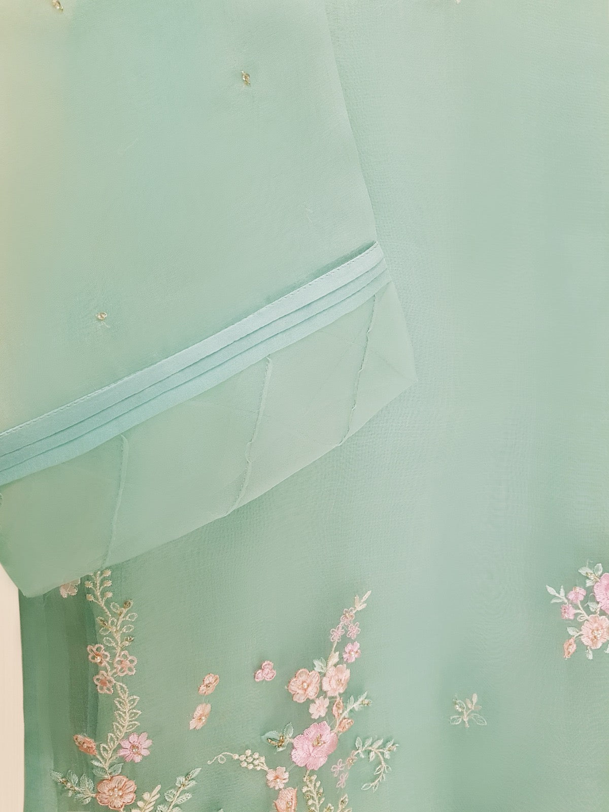 3 Piece - Pure Organza Embroidered Suit S109112