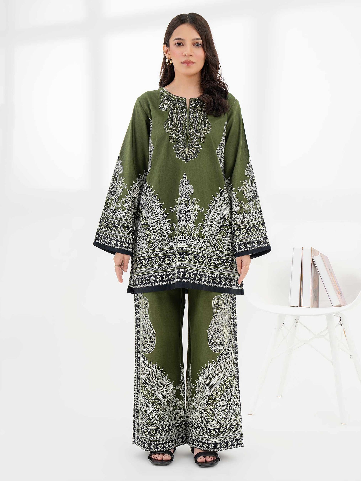 Cambric Co-Ord Set-Embroidered (Pret)
