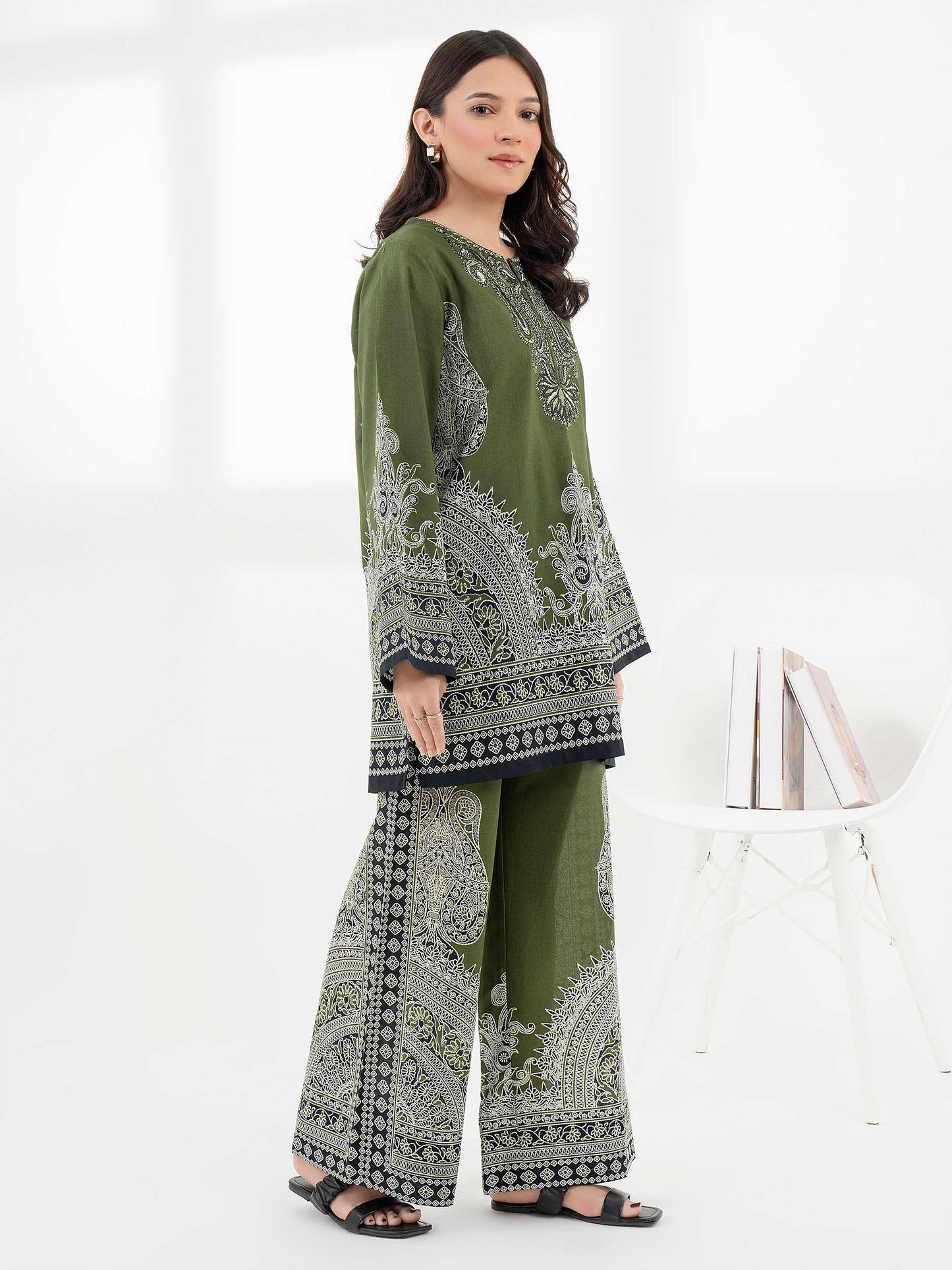 Cambric Co-Ord Set-Embroidered (Pret)