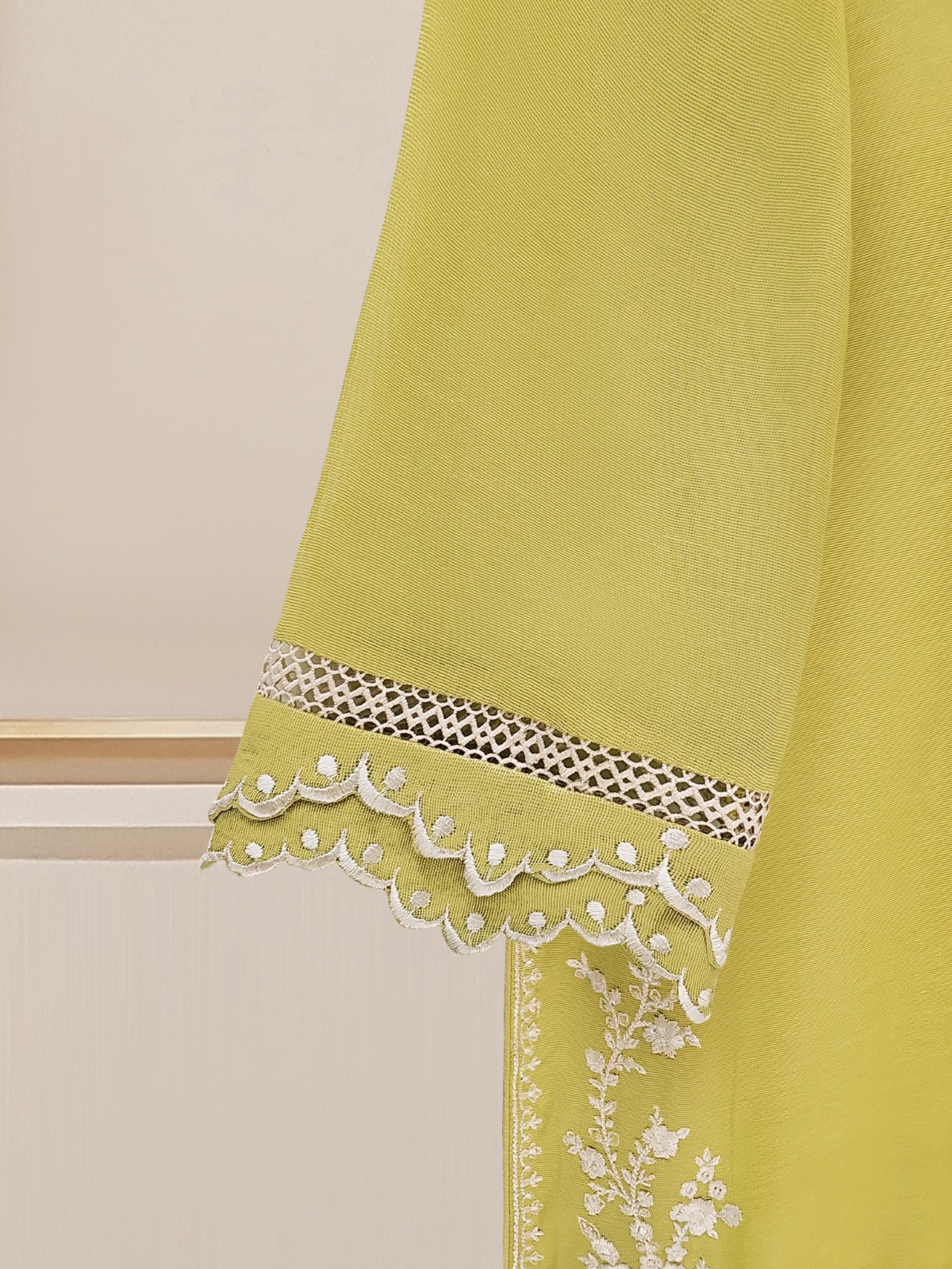 3 Piece - Pure Cotton Net Embroidered Suit S109715