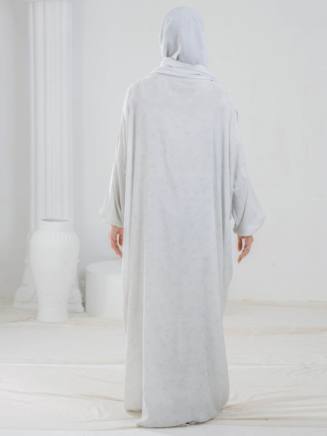Cream Digital Viscose Salah Robe - AL-LK-945