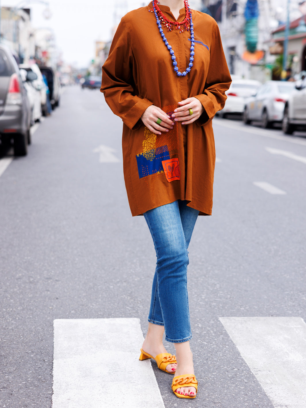 Brown Cotton Lawn Tunic - AL-LK-956