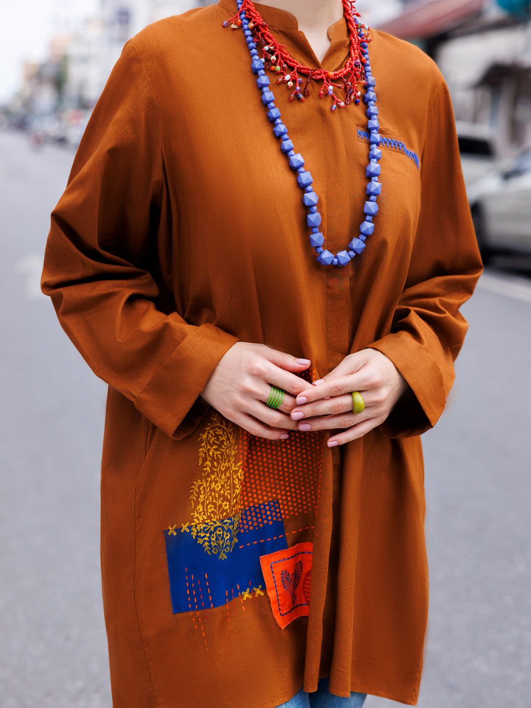 Brown Cotton Lawn Tunic - AL-LK-956