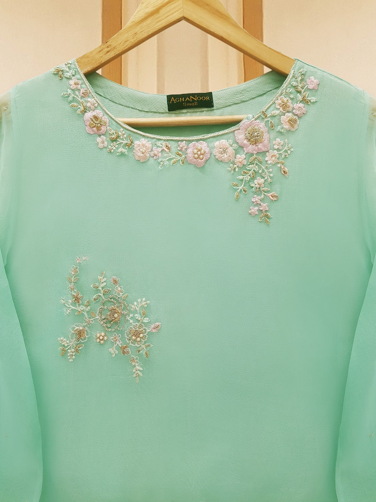 3 Piece - Pure Organza Embroidered Suit S109112