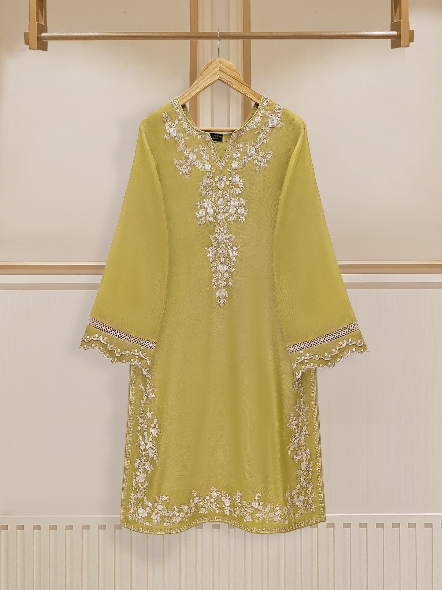 3 Piece - Pure Cotton Net Embroidered Suit S109715