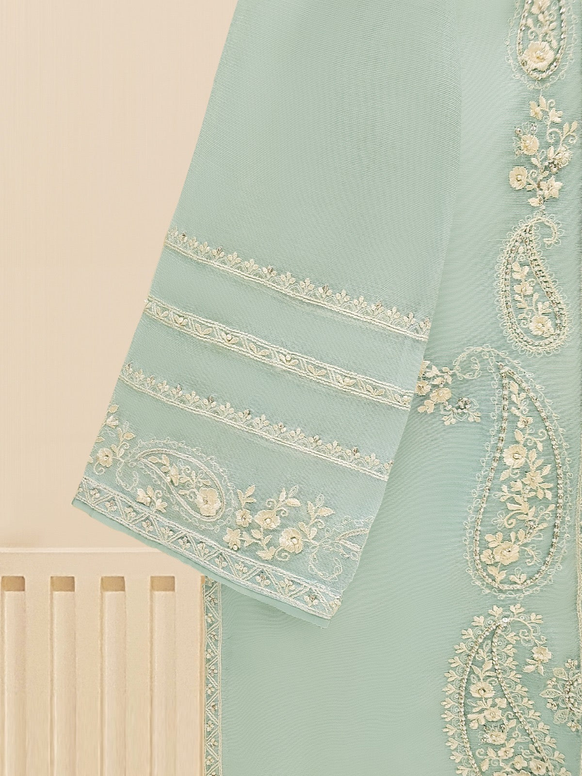 3 Piece - Pure Cotton Net Embroidered Suit S109445