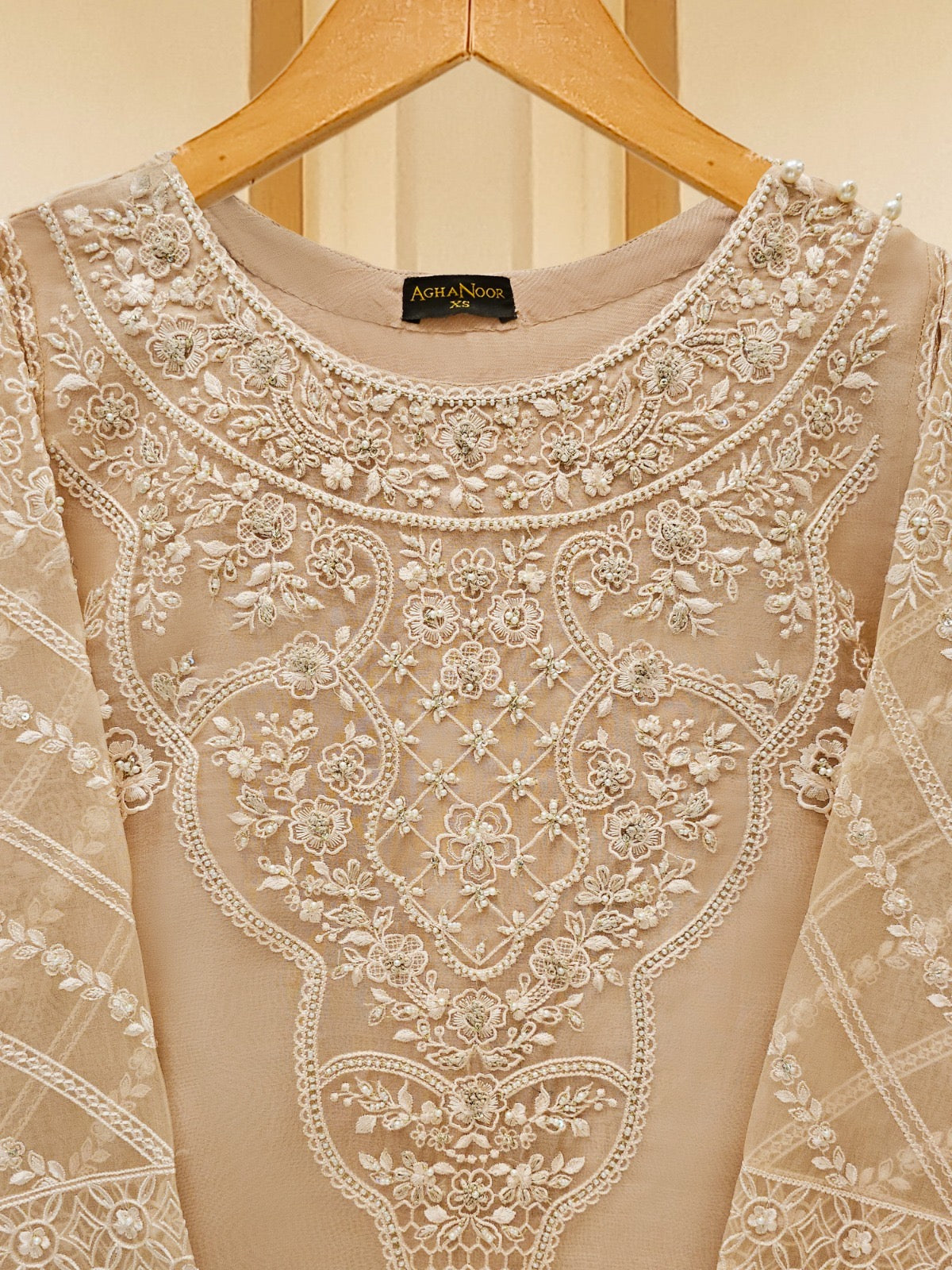 3 Piece - Pure Organza Embroidered Suit S109395