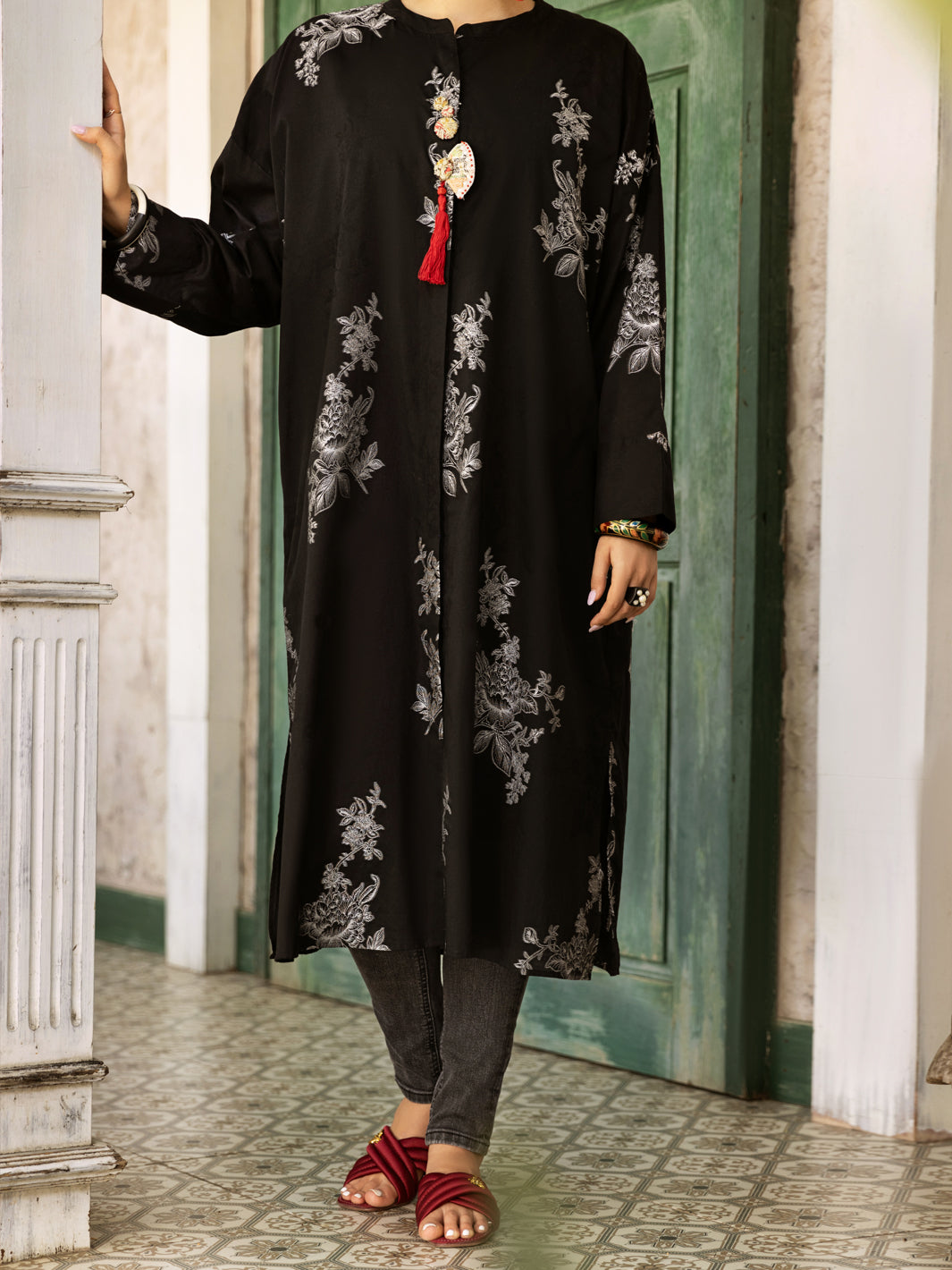 Black Jacquard Tunic - AL-LK-896