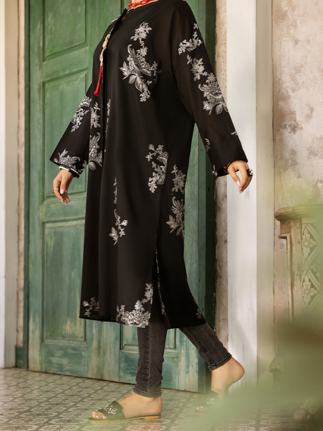 Black Jacquard Tunic - AL-LK-896