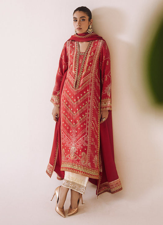 Farah Talib - Aneeta Crimson Shirt And Dupatta