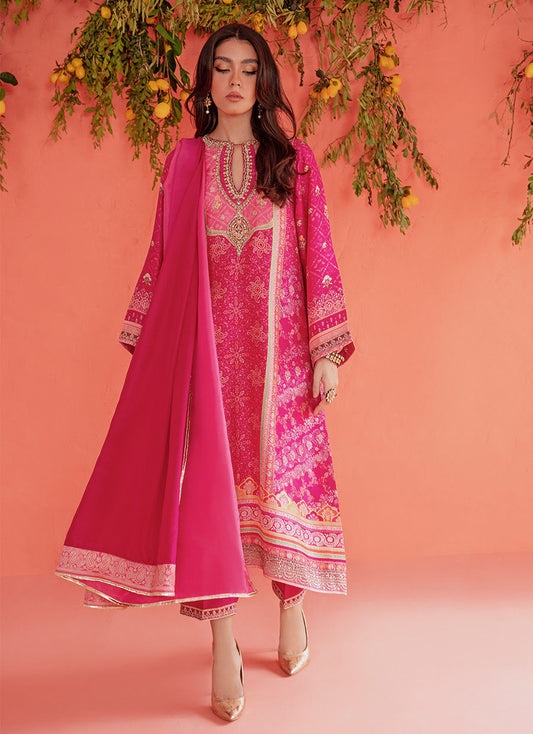 Farah Talib - Asha Magenta Shirt And Dupatta