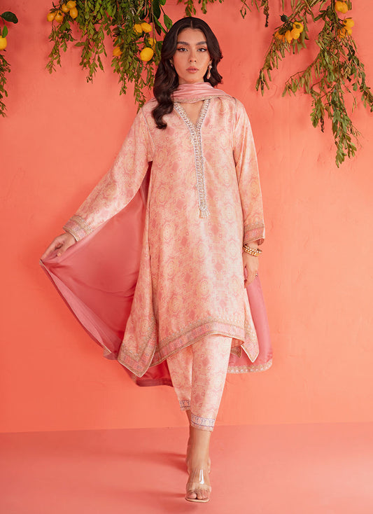 Farah Talib - Mona Blush Shirt And Dupatta