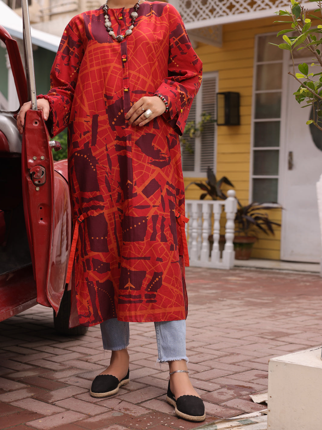 Maroon Cambric Tunic - ALP-LK-1711