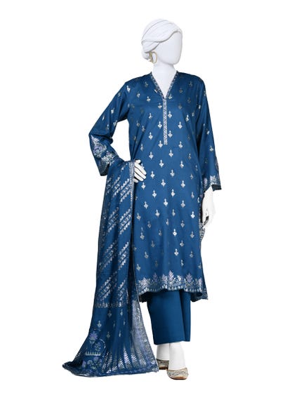 Junaid Jamshed - BLUE LAWN STITCHED 3PC | JLAWN-S-24-146