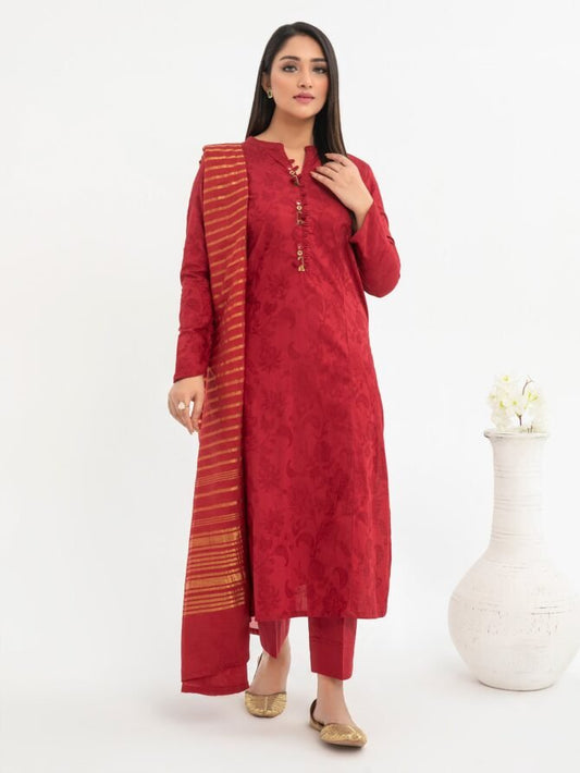 Limelight - 3 Piece Embroidered Jacquard Suit (P8484SU-XSL-RED)