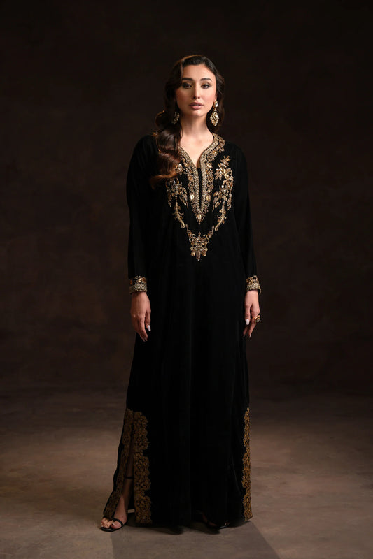 Amaara Khan-Black Velvet Kaftan