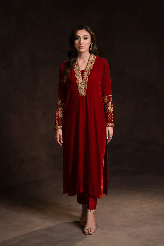 Amaara Khan-Rich And Rust Gold Velvet