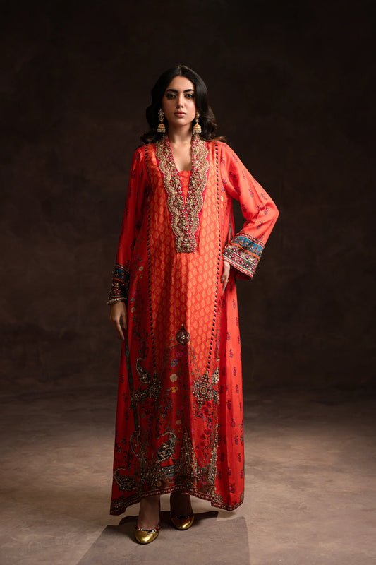 Amaara Khan-Festive Orange Kaftan