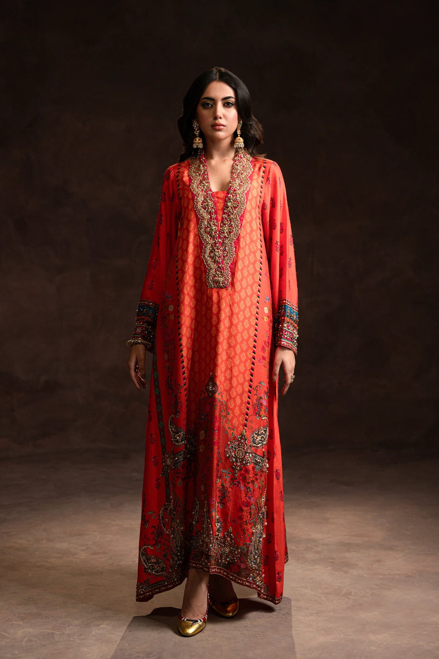 Amaara Khan-Festive Orange Kaftan