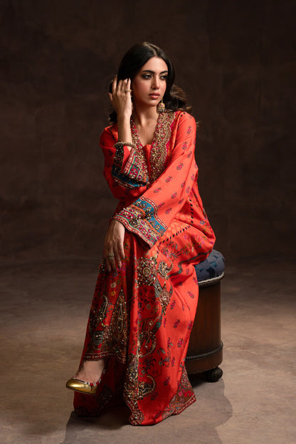 Amaara Khan-Festive Orange Kaftan