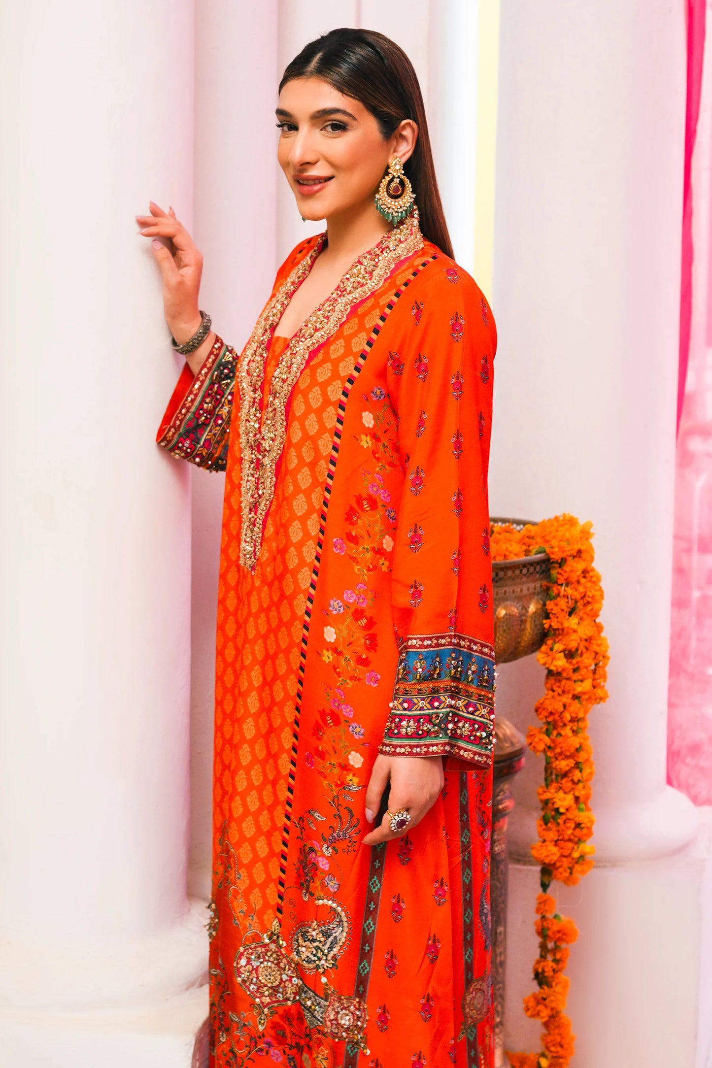 Amaara Khan-Festive Orange Kaftan