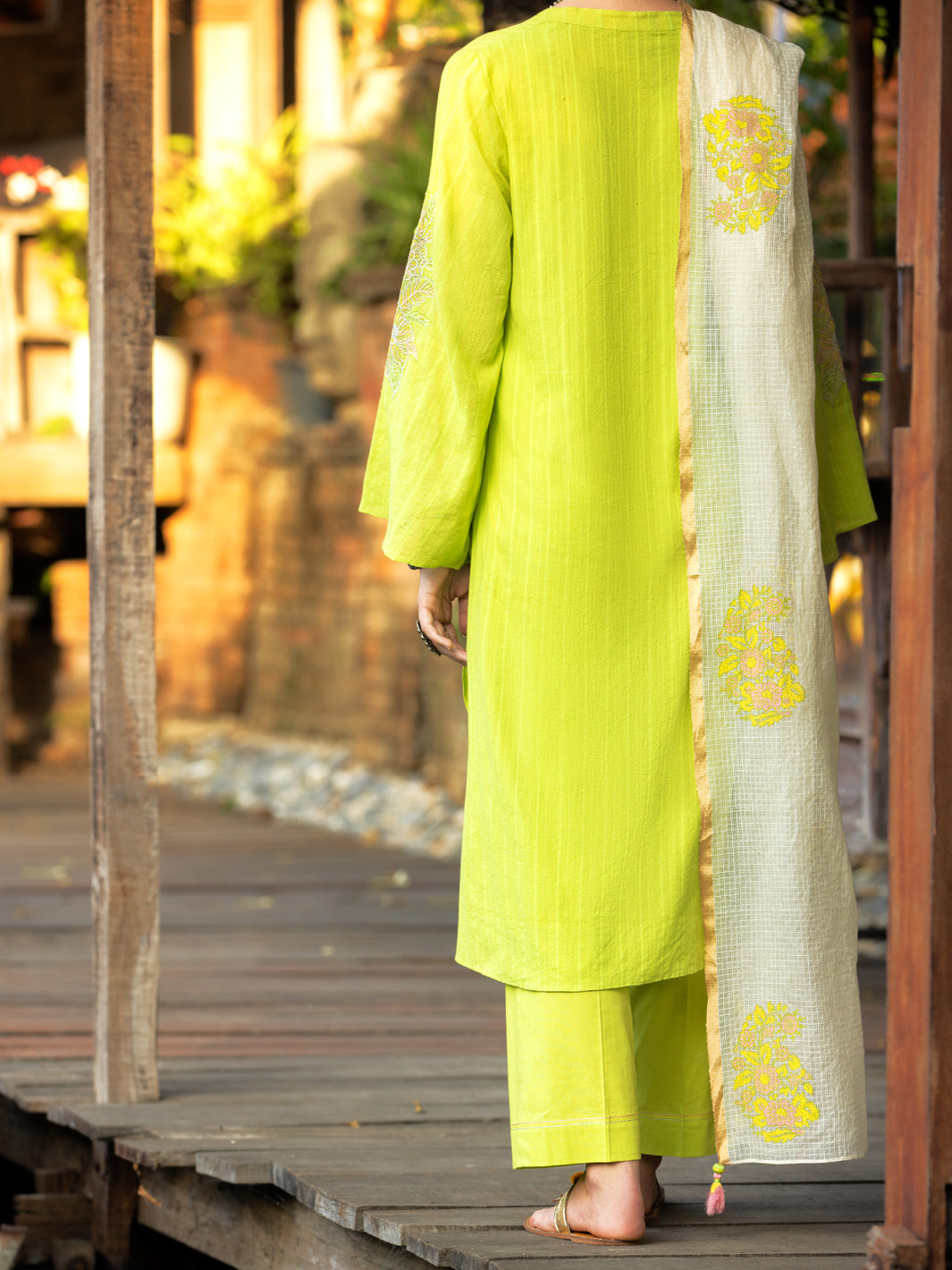 Lime Green Dobby 2 Piece Stitched - ALP-2PS-LKS-1829