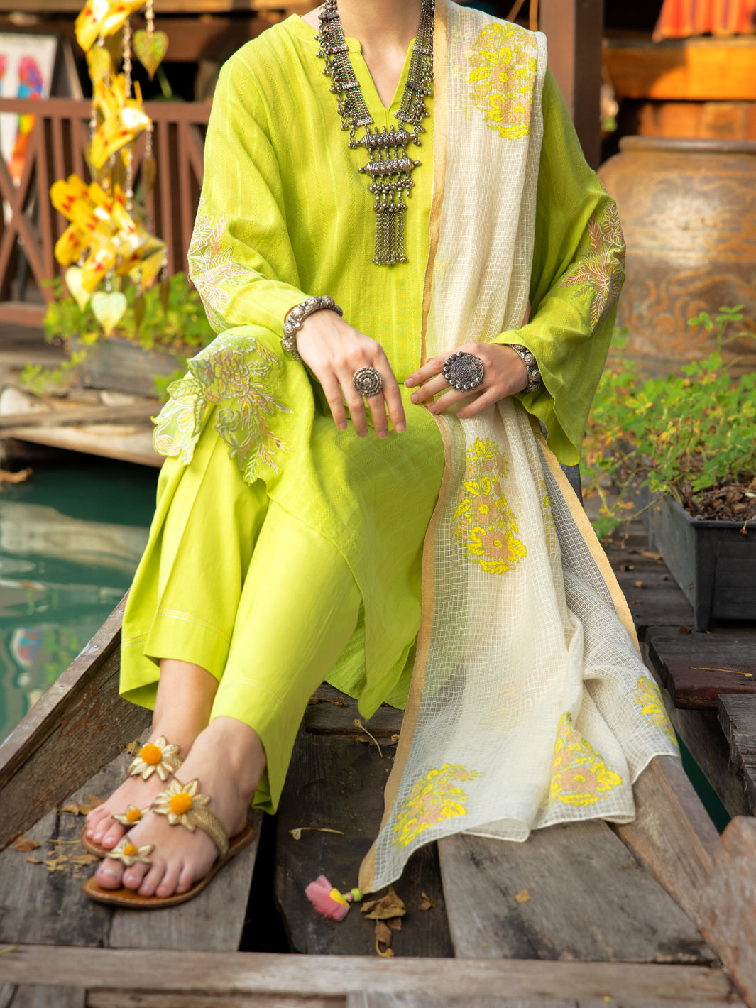 Lime Green Dobby 2 Piece Stitched - ALP-2PS-LKS-1829