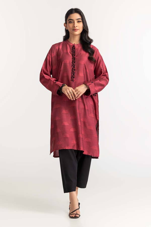 Gul Ahmed - Dyed Self Jacquard Embroidered Shirt GLS-24-40