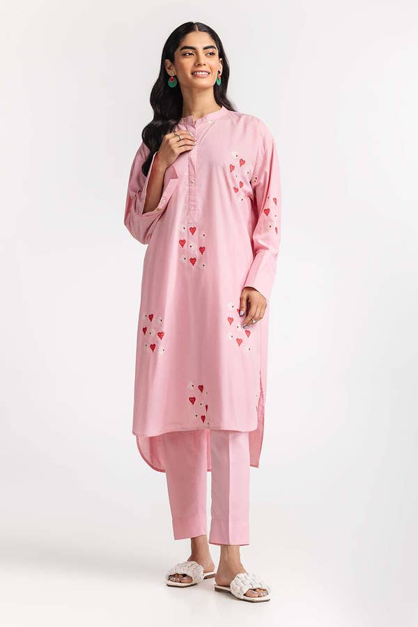 Gul Ahmed - Dyed Polyester Viscose Embroidered Shirt With Trouser IPS-24-137