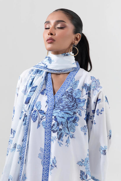 Ivory Ensemble with Soothing Azure Floral Prints